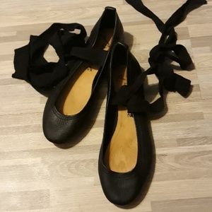 Free People Ballerina Flats Blk Size 38